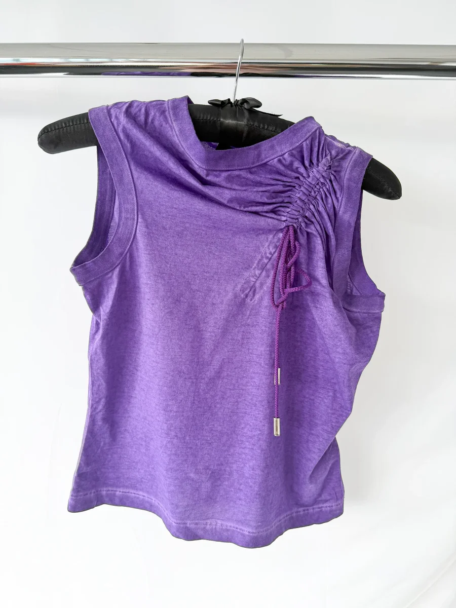 Dsquared2 Purple Ruched Gathered Drawstring Detail Top - Imagen 2