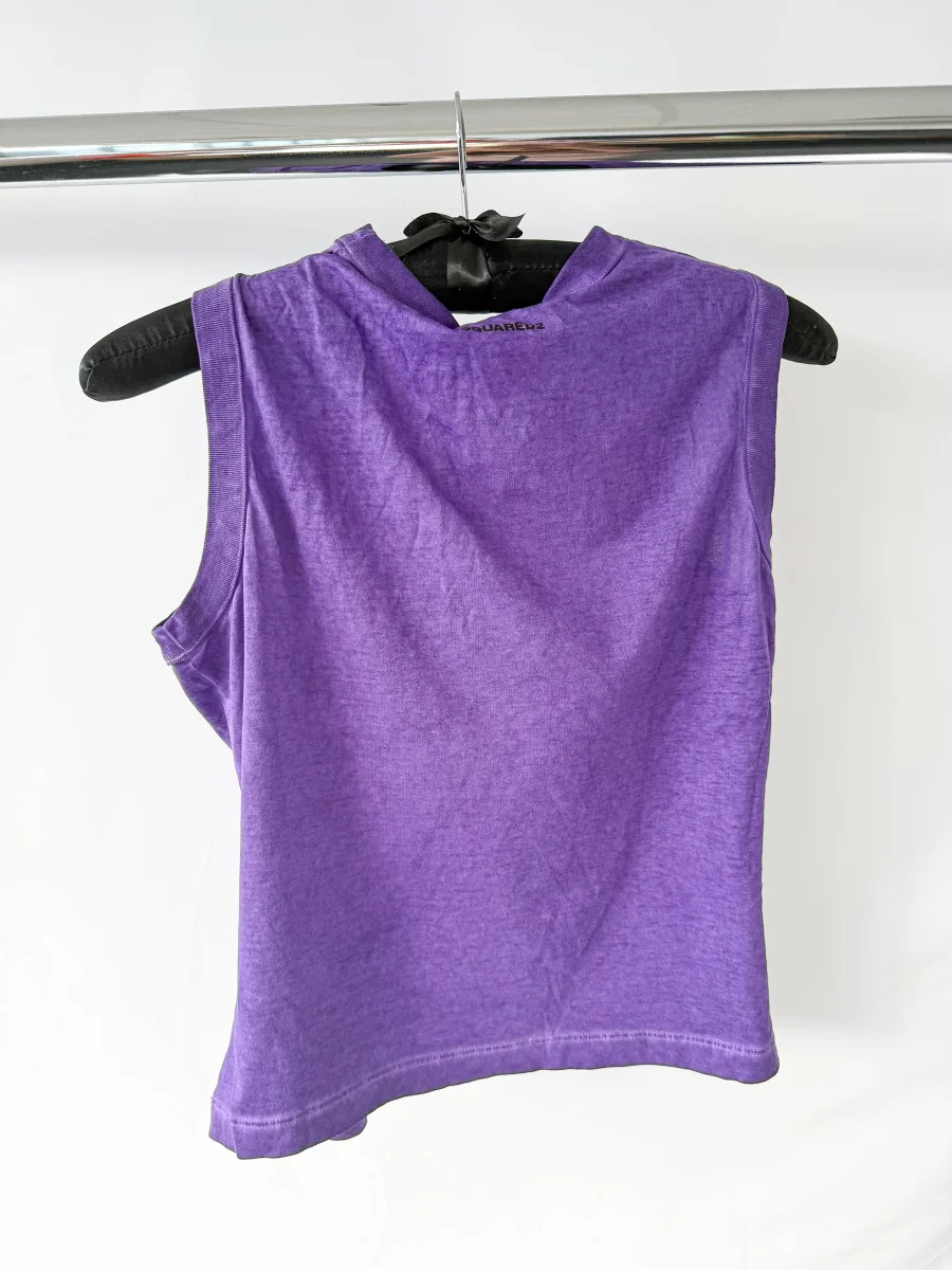 Dsquared2 Purple Ruched Gathered Drawstring Detail Top - Imagen 4