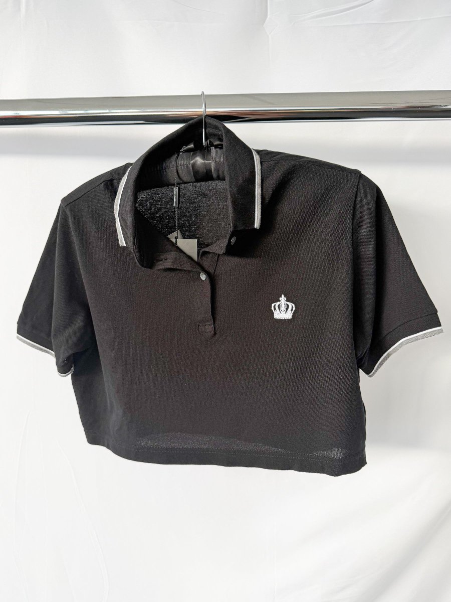 Dolce And Gabbana Black Collared Polo Crop Shirt - Imagen 2