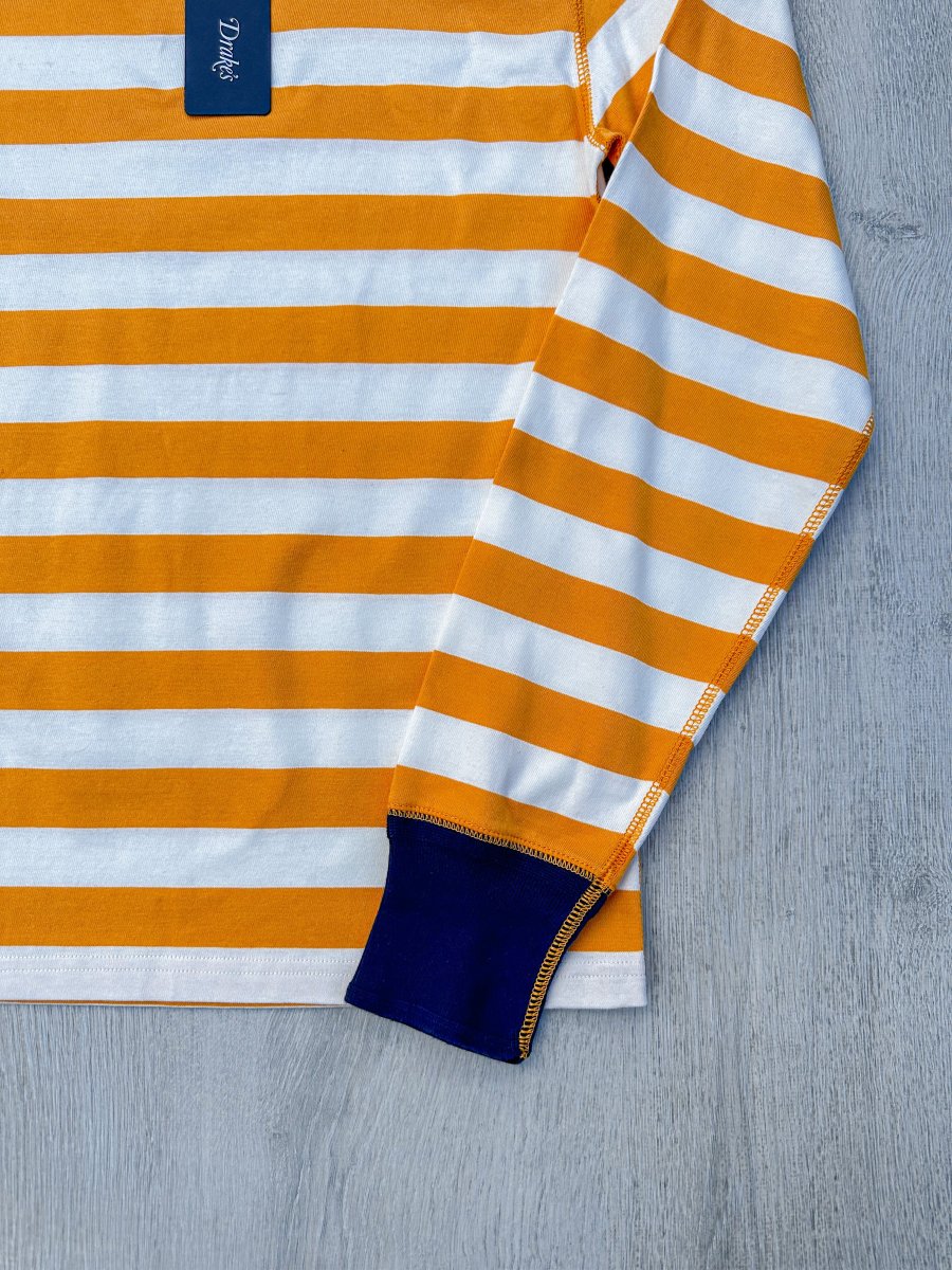 Drake's Mustard Striped Long Sleeve Hiking Tee Shirt - Imagen 4