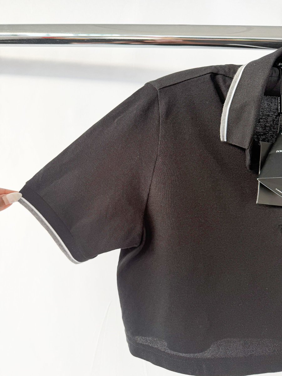 Dolce And Gabbana Black Collared Polo Crop Shirt - Imagen 7