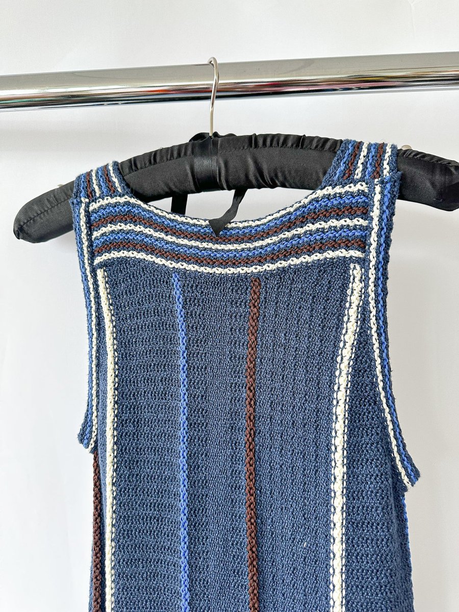 Jil Sander Navy Crochet Knit Stripe Maxi Dress - Imagen 6