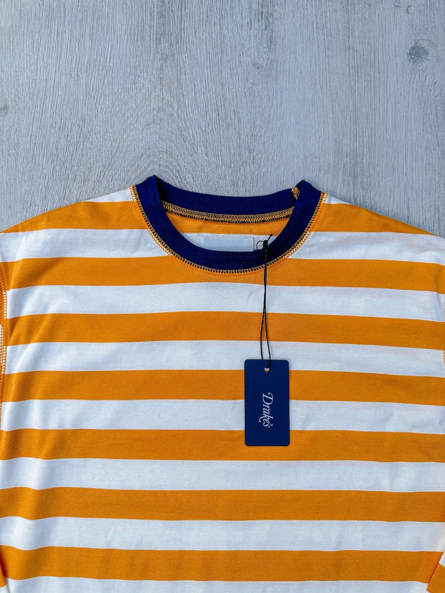 Drake's Mustard Striped Long Sleeve Hiking Tee Shirt - Imagen 5