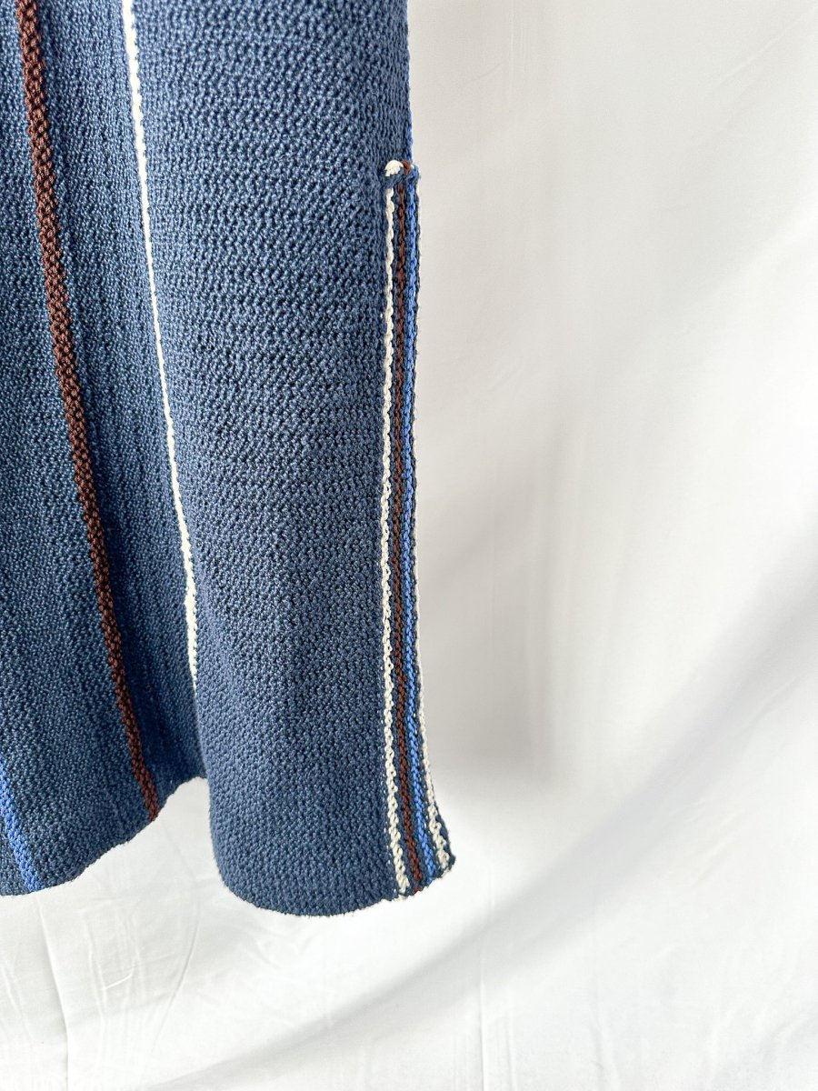 Jil Sander Navy Crochet Knit Stripe Maxi Dress - Imagen 8