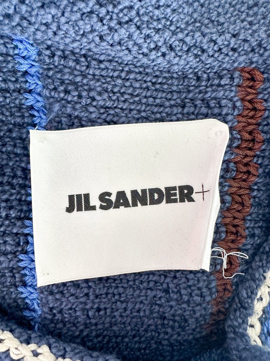 Jil Sander Navy Crochet Knit Stripe Maxi Dress - Imagen 7