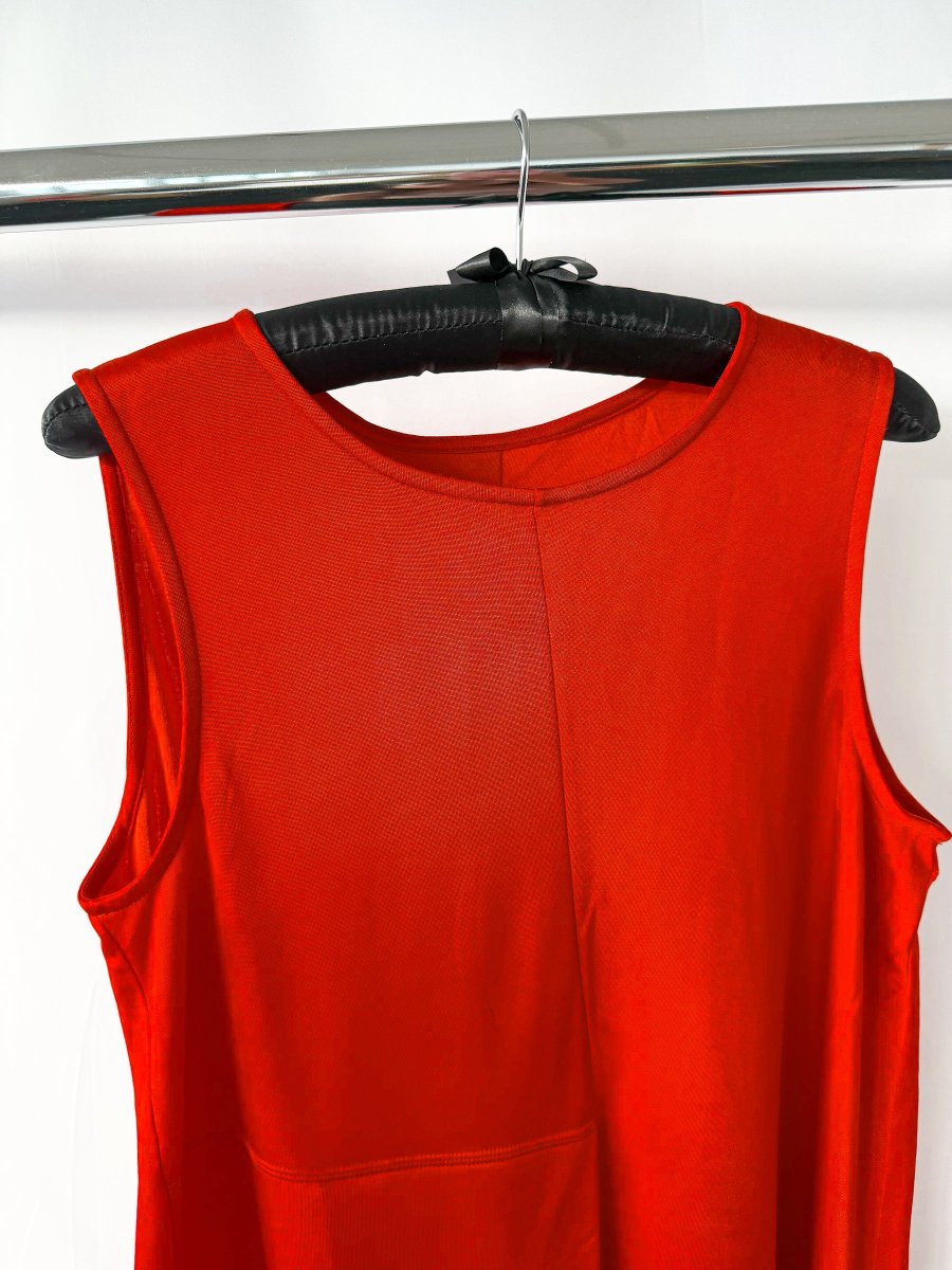 MM6 Maison Margiela Red Asymmetric Tank Dress - Imagen 3