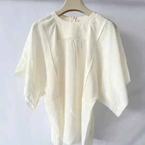 Chloe Whisper White Round Neck Short Sleeve Blouse