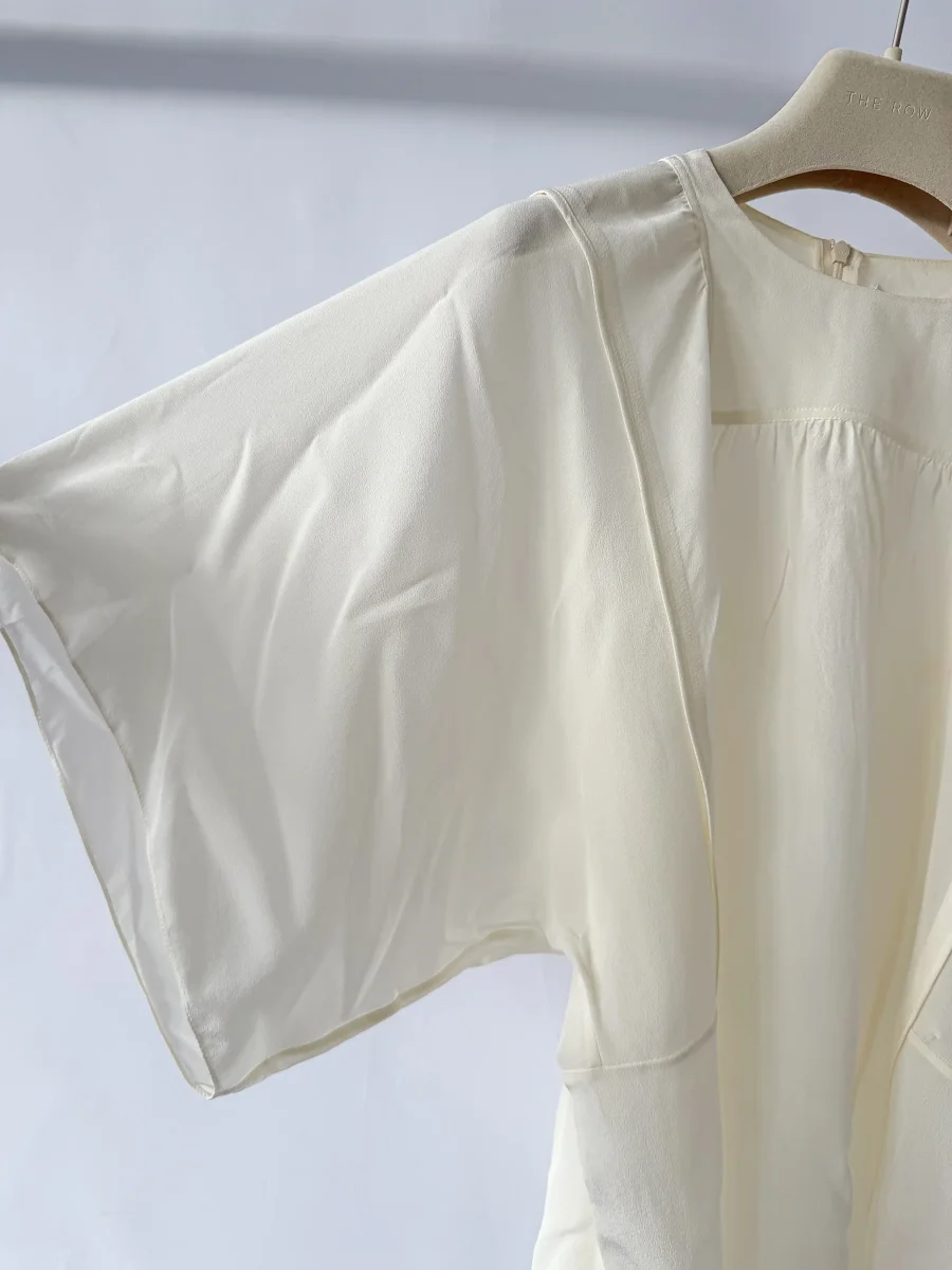 Chloe Whisper White Round Neck Short Sleeve Blouse - Imagen 5