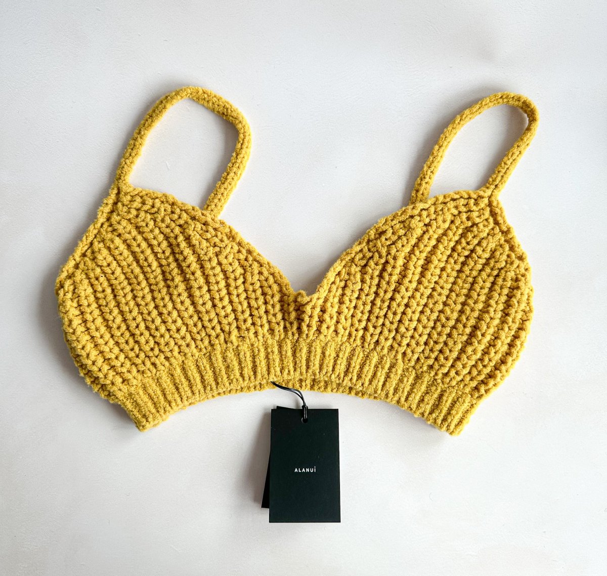 Alanui Pucon Ribbed Wool-Blend Golden Yellow Bralette Top - Imagen 5
