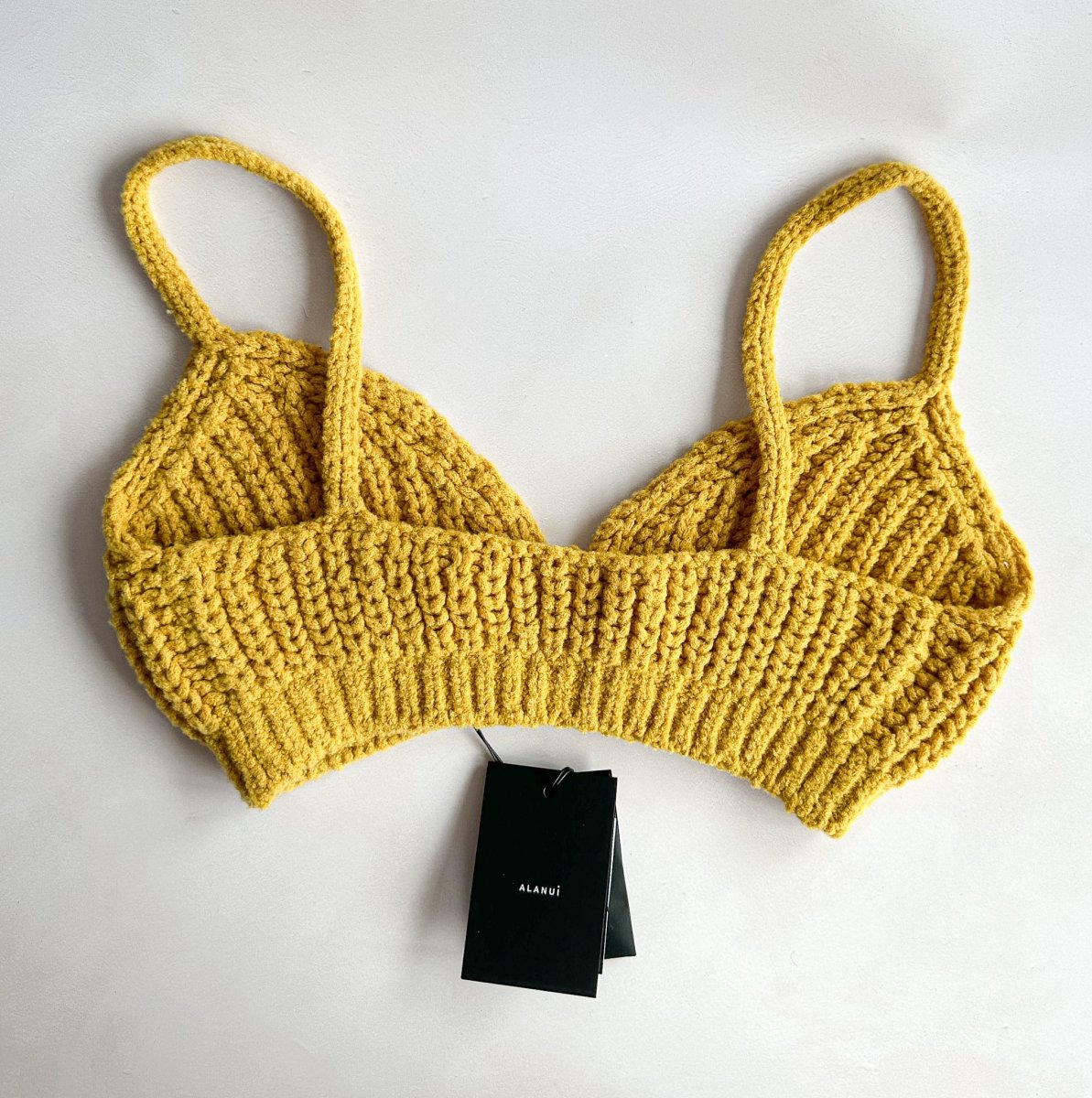 Alanui Pucon Ribbed Wool-Blend Golden Yellow Bralette Top - Imagen 7