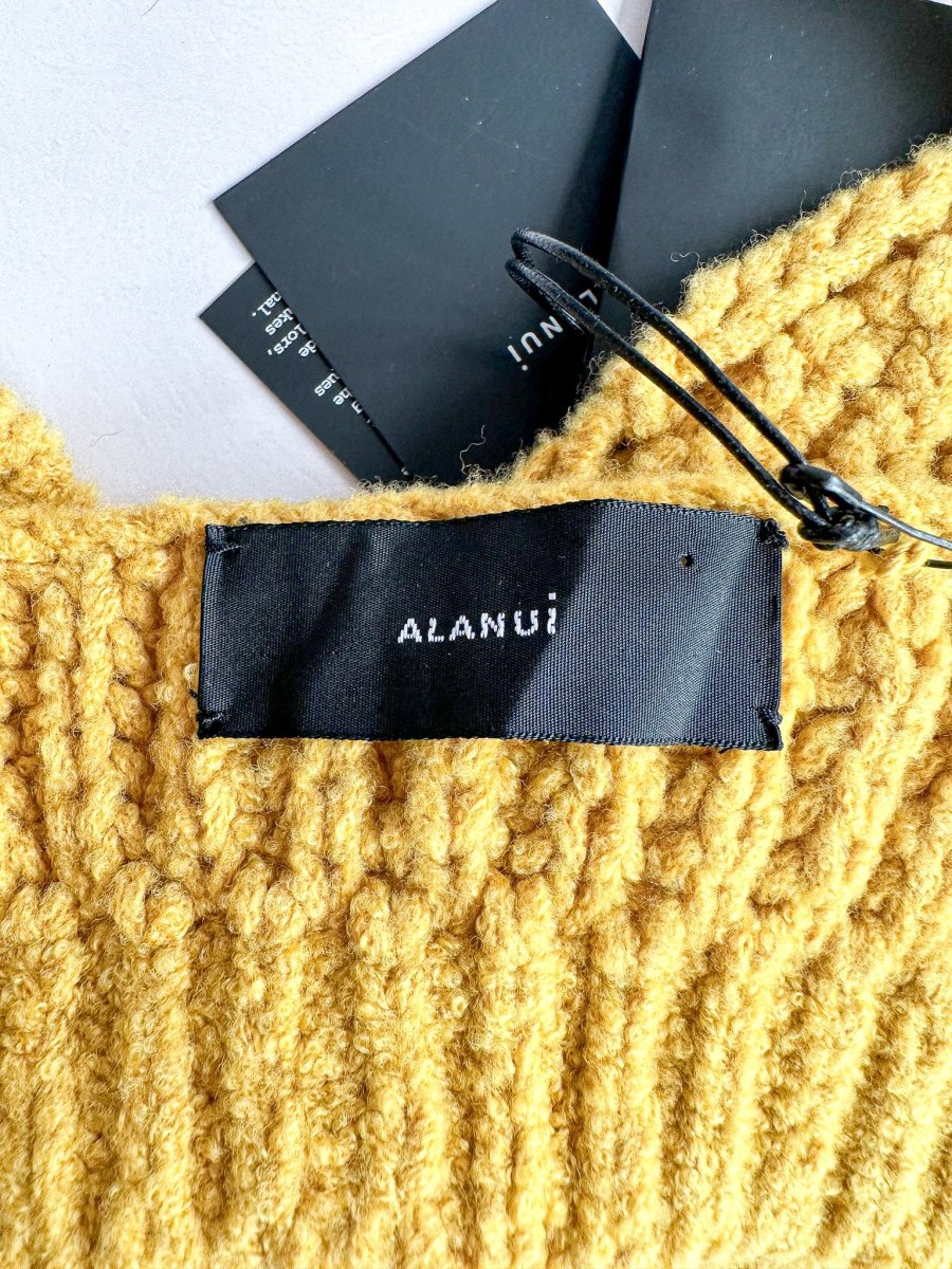 Alanui Pucon Ribbed Wool-Blend Golden Yellow Bralette Top - Imagen 6
