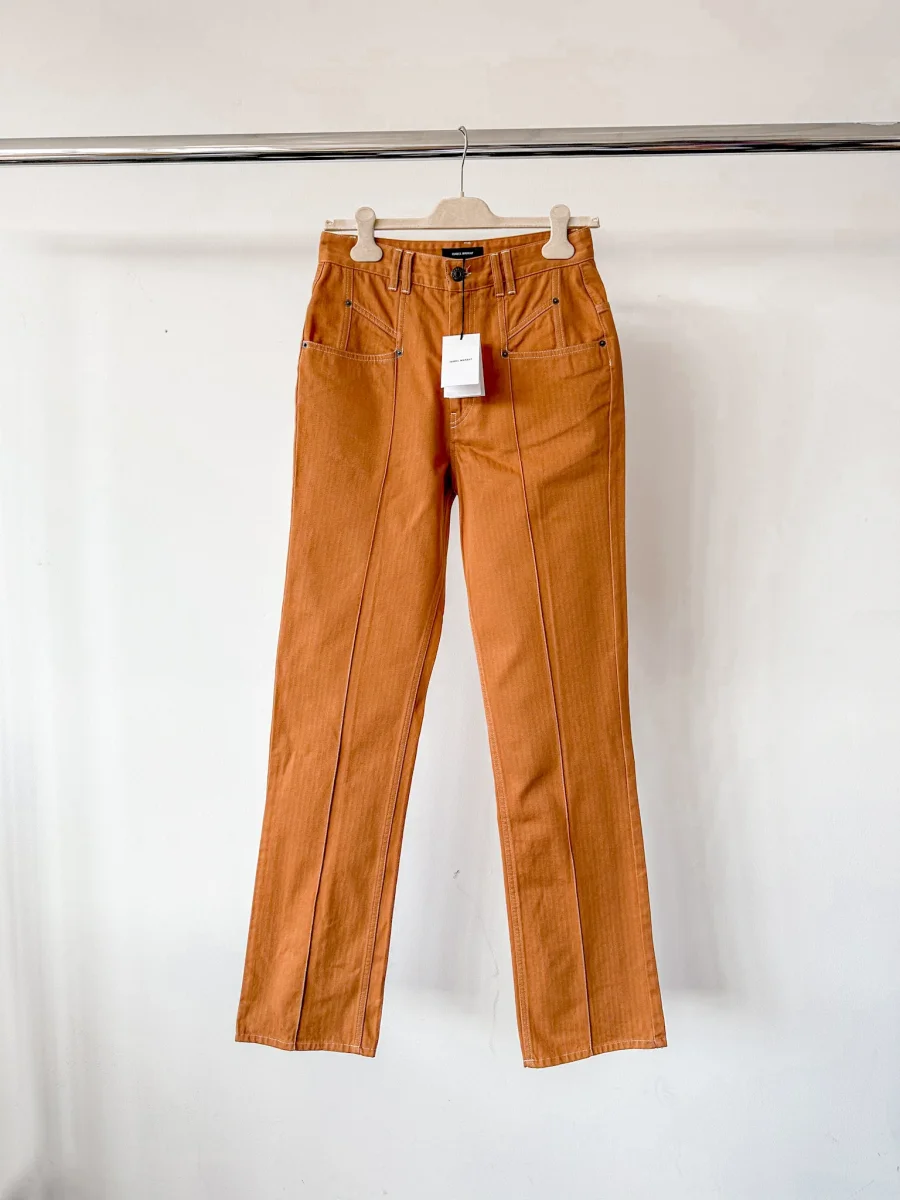 Isabel Marant Lirokae Tan Straight Leg Pants Trousers - Imagen 5