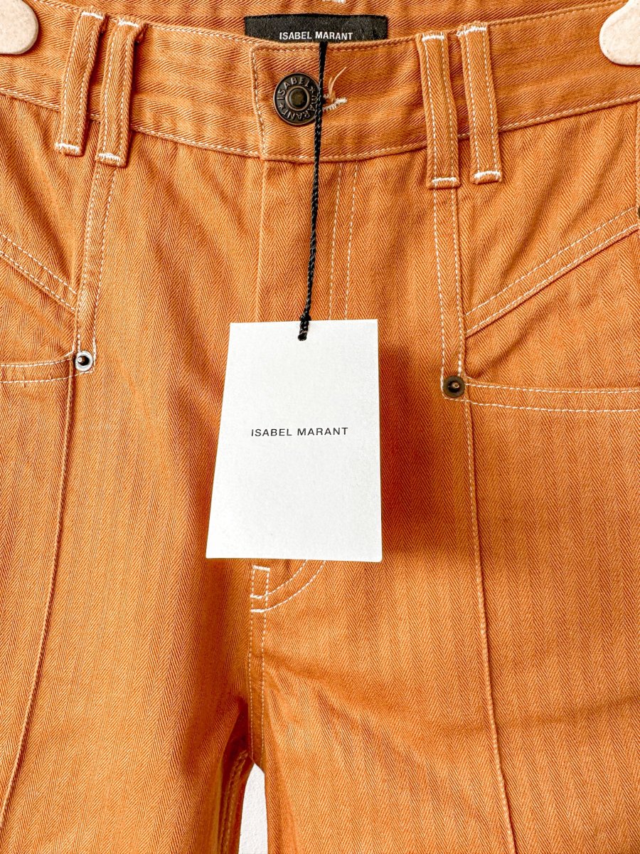 Isabel Marant Lirokae Tan Straight Leg Pants Trousers - Imagen 7