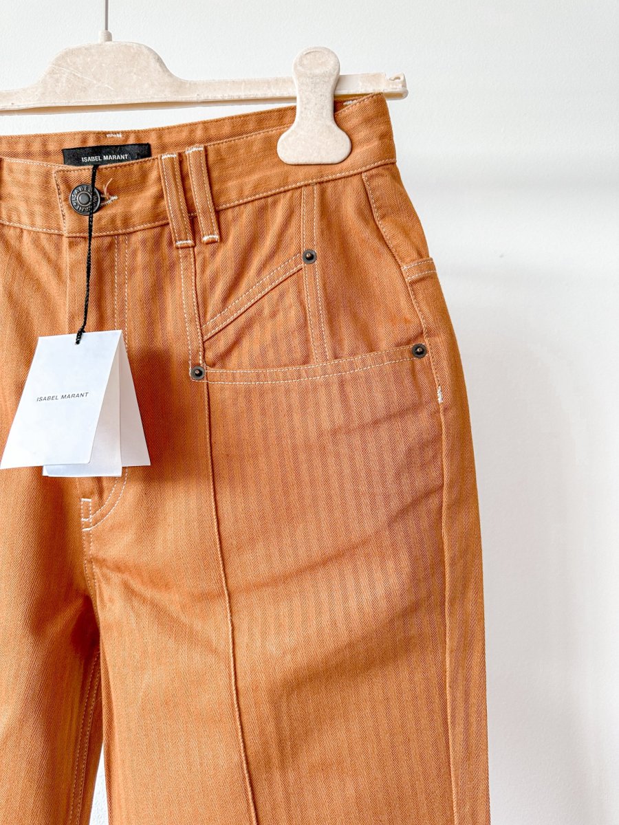 Isabel Marant Lirokae Tan Straight Leg Pants Trousers - Imagen 8