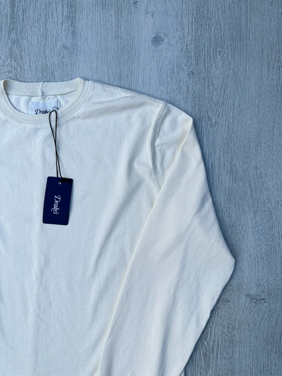 Drake's Ecru Long Sleeve Hiking Tee Shirt - Imagen 4
