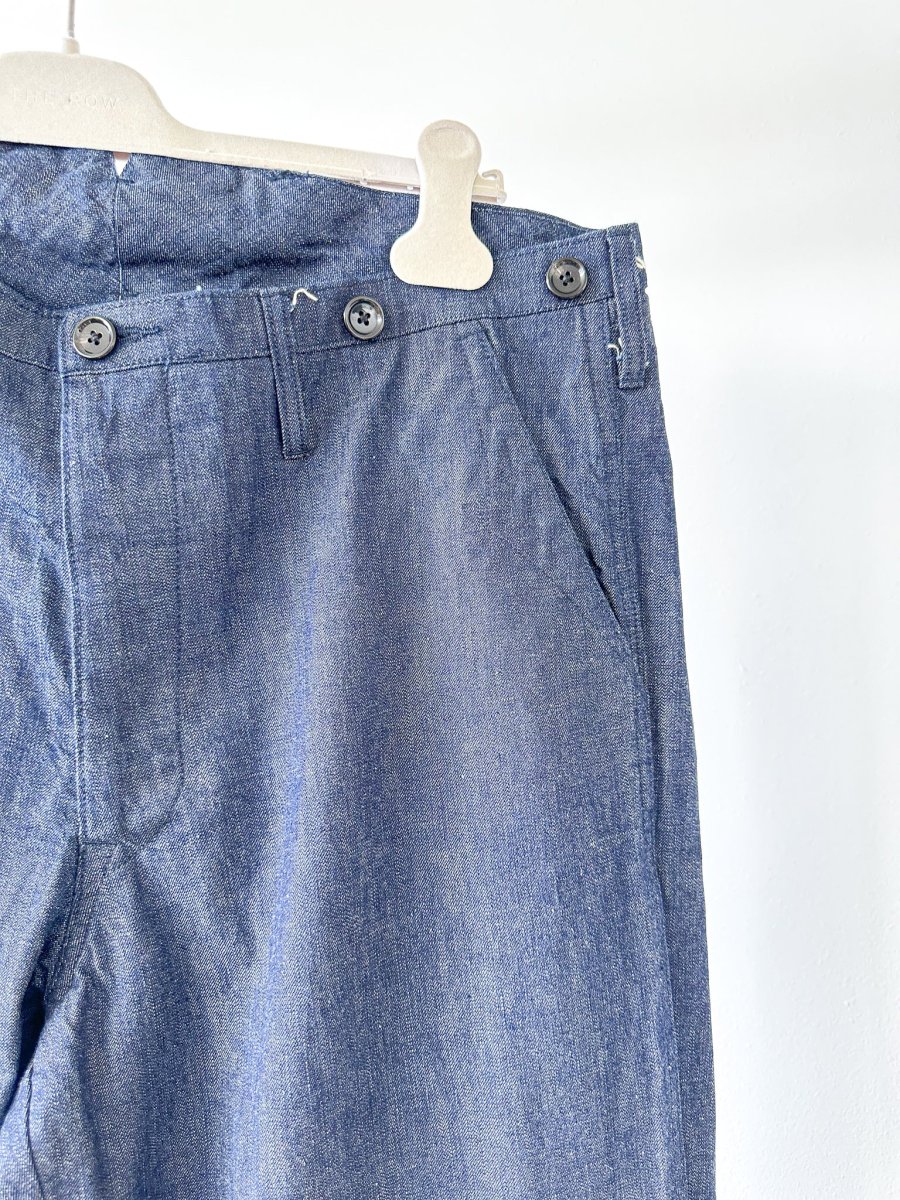 Adjustable Costume Japan Indigo Japanese Denim Fabric Trousers - Imagen 7