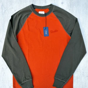 Drake's Rust & Green Long Sleeve Hiking Tee With Chain Stitch Logo