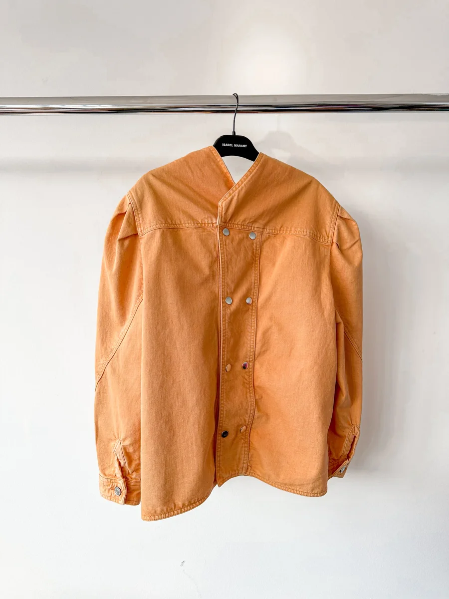 Isabel Marant Espera Orange Sunset Denim Long Sleeve Top - Imagen 7