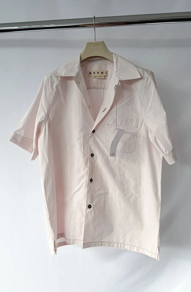 Marni Mens Pink Cotton Poplin Button-Up Short Sleeve Collared Shirt - Imagen 2