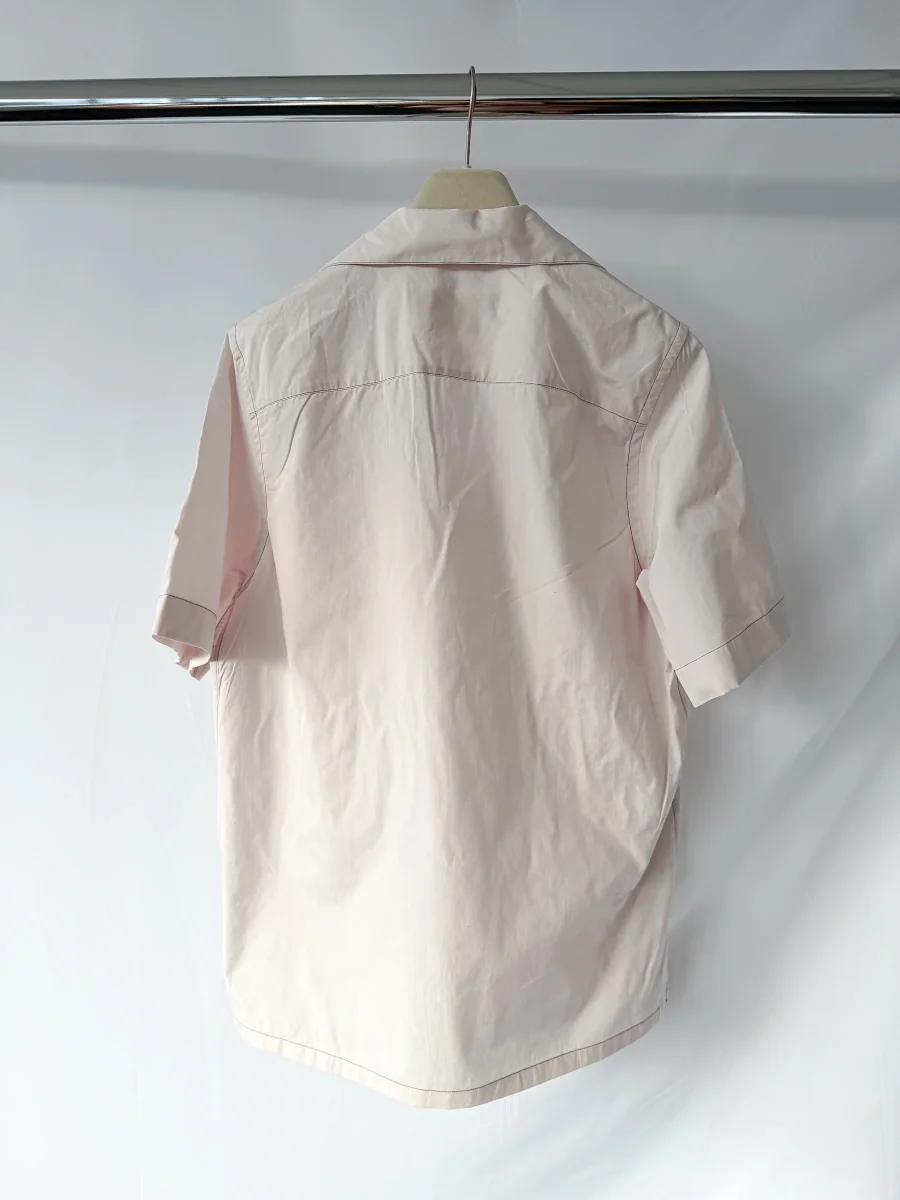Marni Mens Pink Cotton Poplin Button-Up Short Sleeve Collared Shirt - Imagen 4