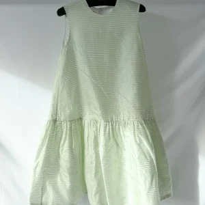 Anais Jourden Green White Striped A-line Dress