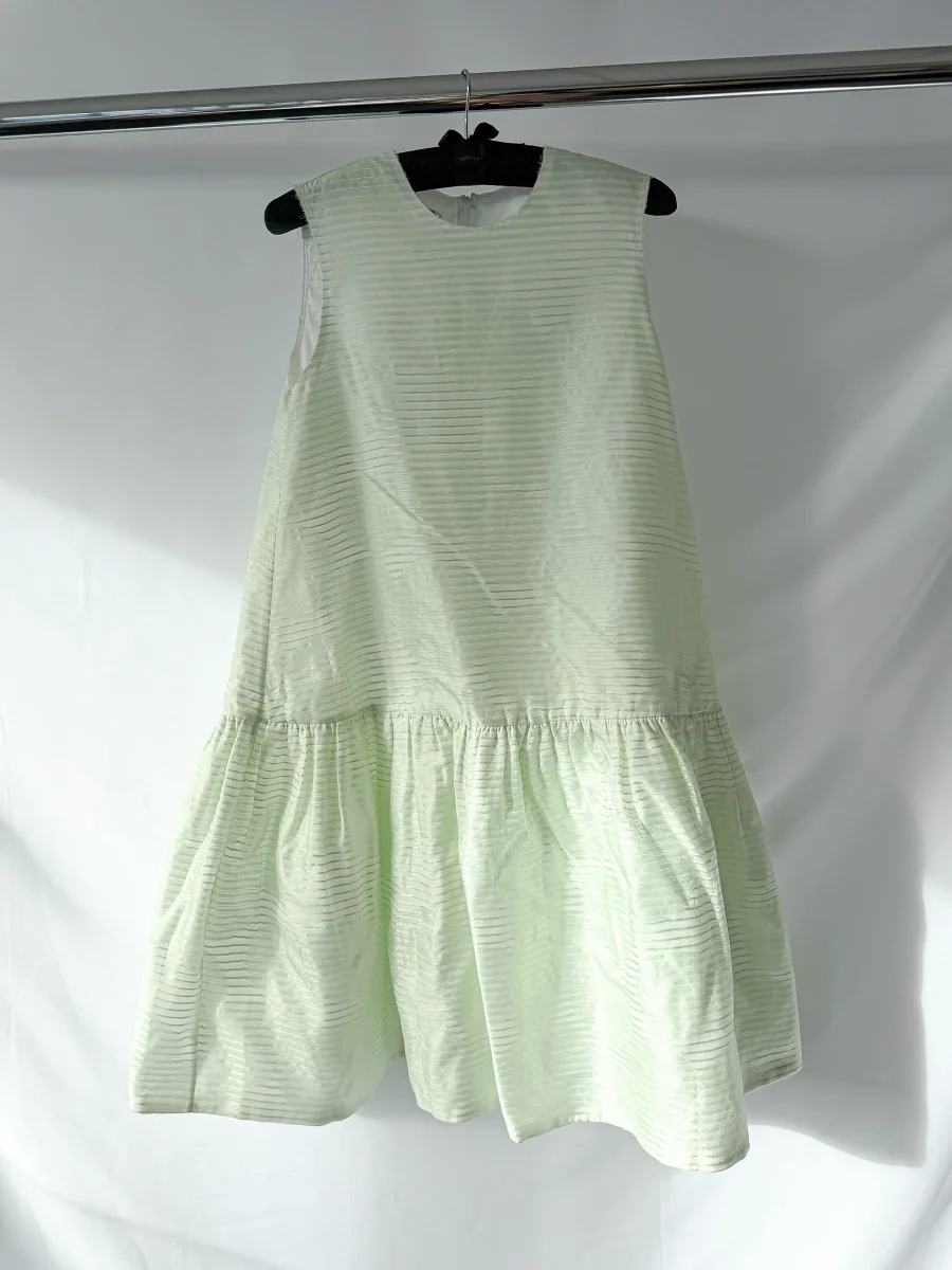 Anais Jourden Green White Striped A-line Dress