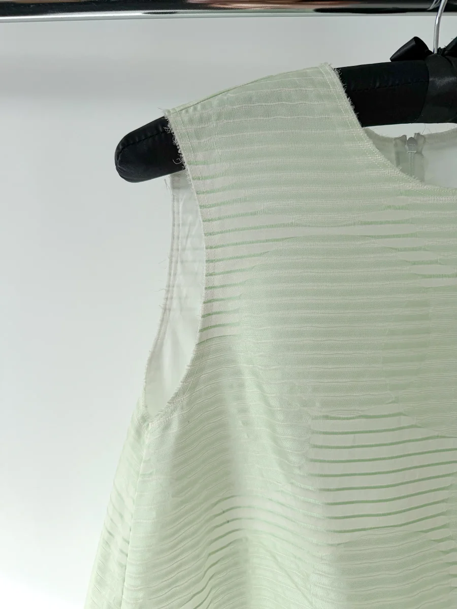Anais Jourden Green White Striped A-line Dress - Imagen 3