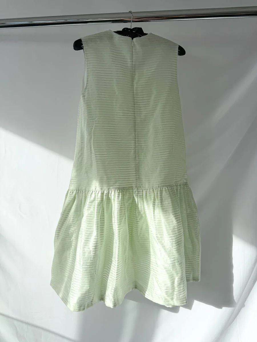 Anais Jourden Green White Striped A-line Dress - Imagen 4