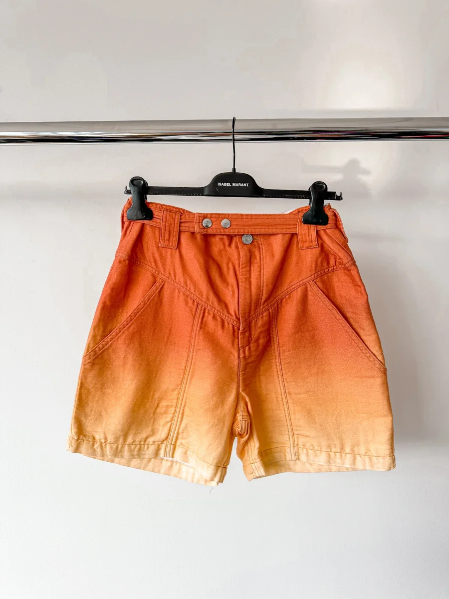 Isabel Marant Etoile Kaynetd Tie Dye Orange Linen Blend Shorts - Imagen 4