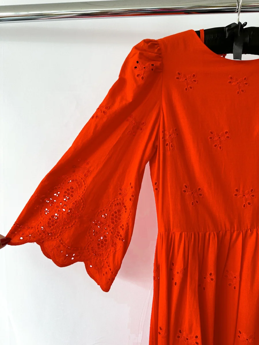 Borgo De Nor Red Carla Broderie Anglaise Cotton Maxi Dress - Imagen 9