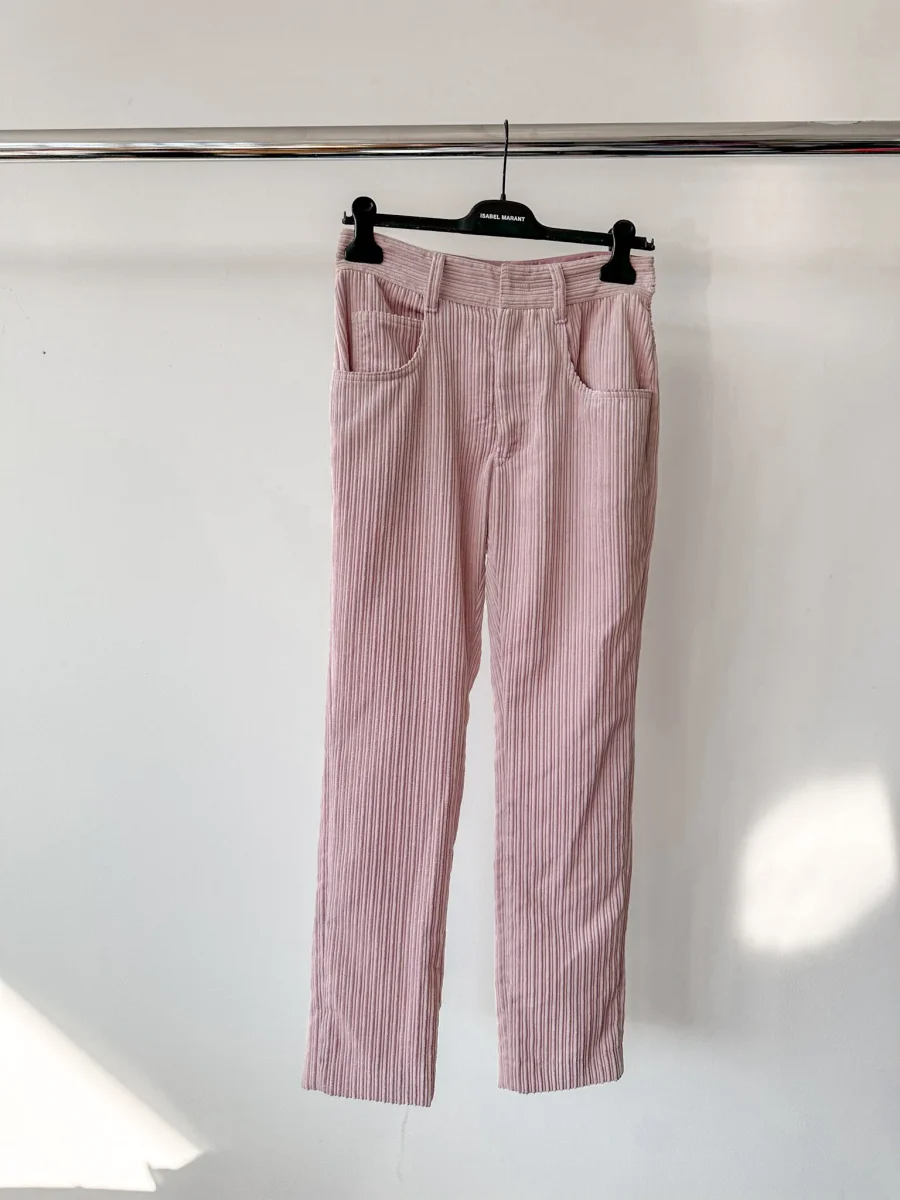 Isabel Marant Pink Corduroy Meeroya Straight Leg Trousers - Imagen 2