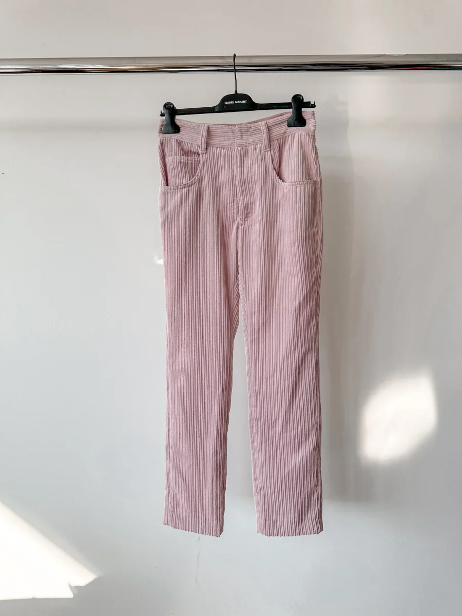 Isabel Marant Pink Corduroy Meeroya Straight Leg Trousers - Imagen 3