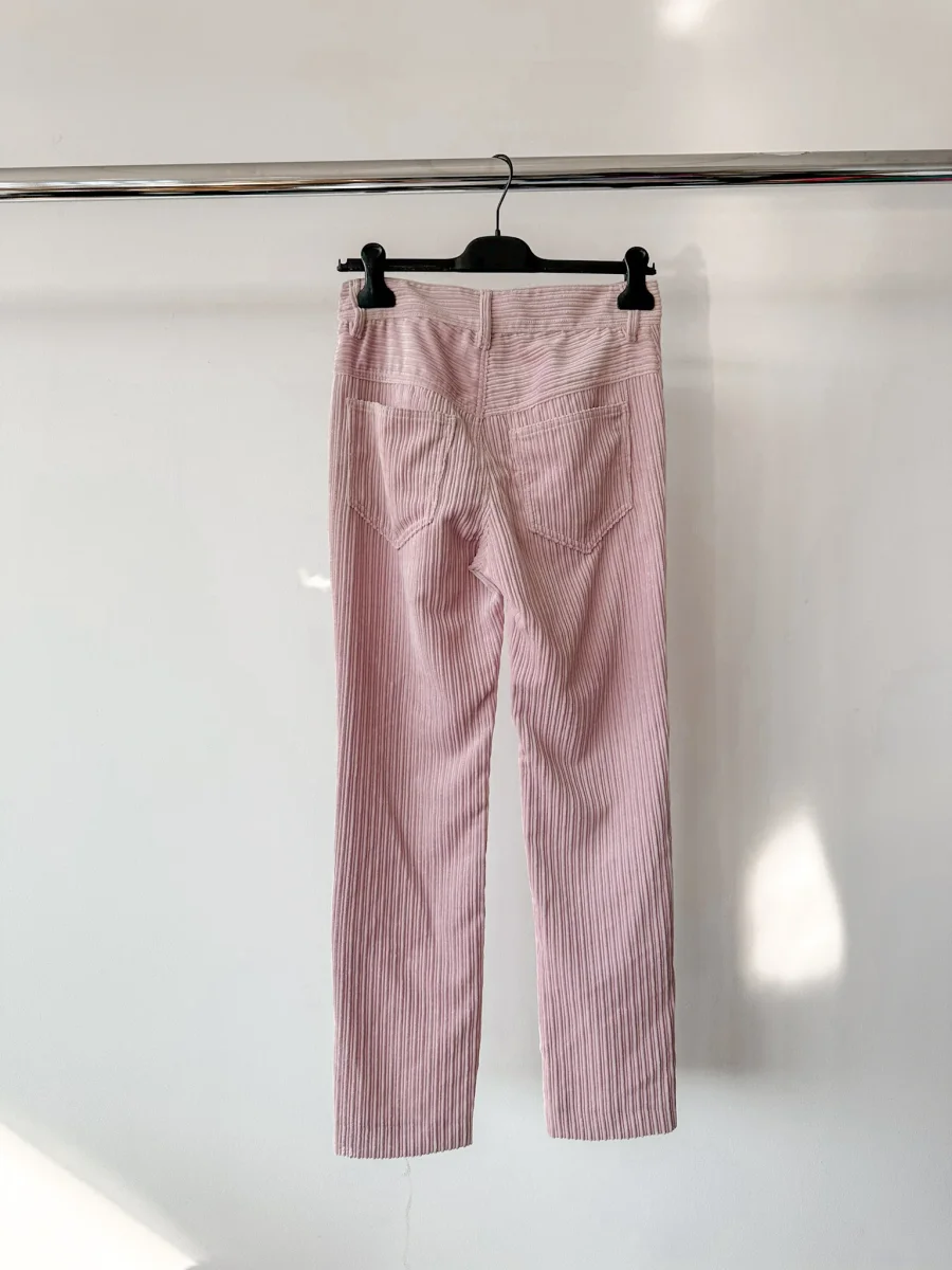 Isabel Marant Pink Corduroy Meeroya Straight Leg Trousers - Imagen 6