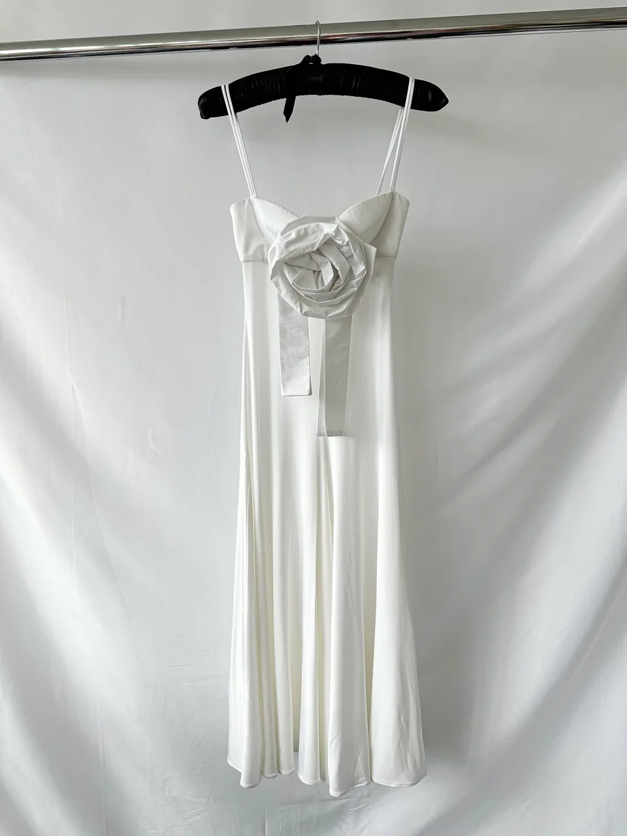 Magda Butrym Rose White Sweetheart Midi Dress - Imagen 5