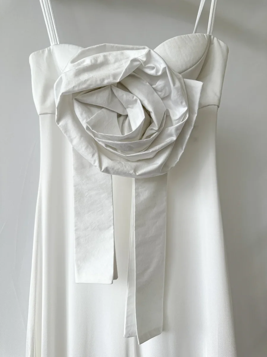 Magda Butrym Rose White Sweetheart Midi Dress - Imagen 6