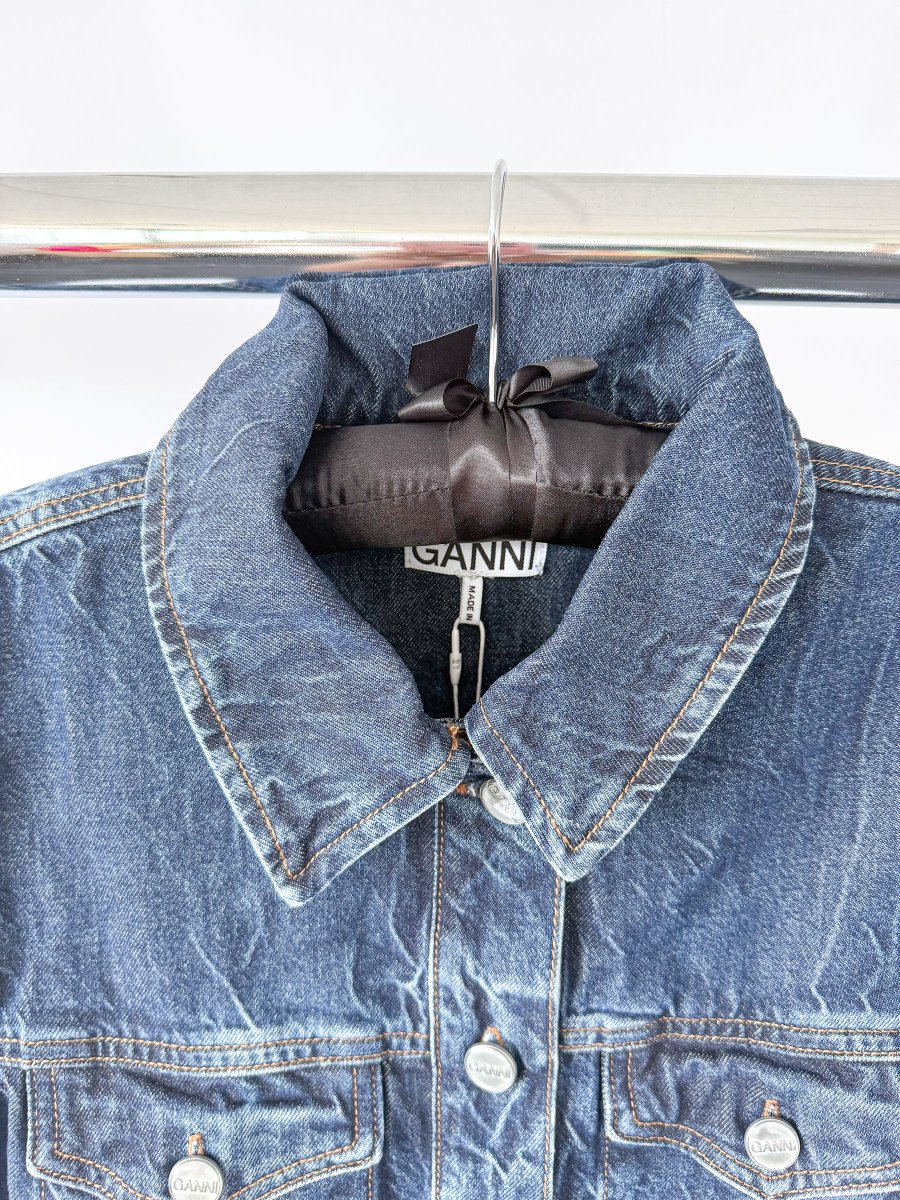 Ganni Denim Western Style Pleat Hem Mini Dress - Imagen 5