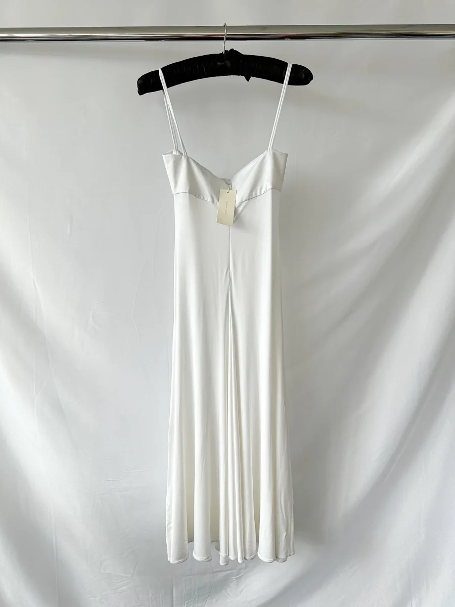 Magda Butrym Rose White Sweetheart Midi Dress - Imagen 8