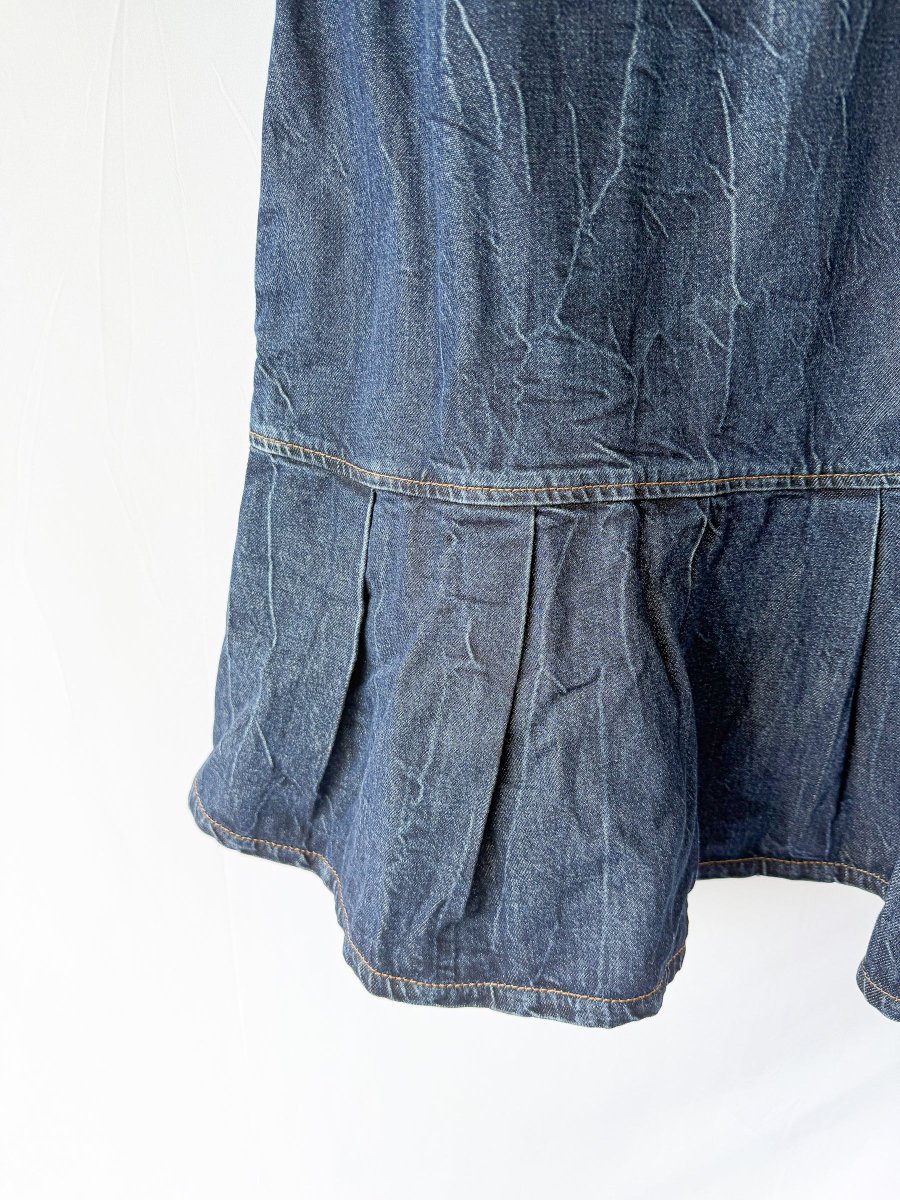 Ganni Denim Western Style Pleat Hem Mini Dress - Imagen 8