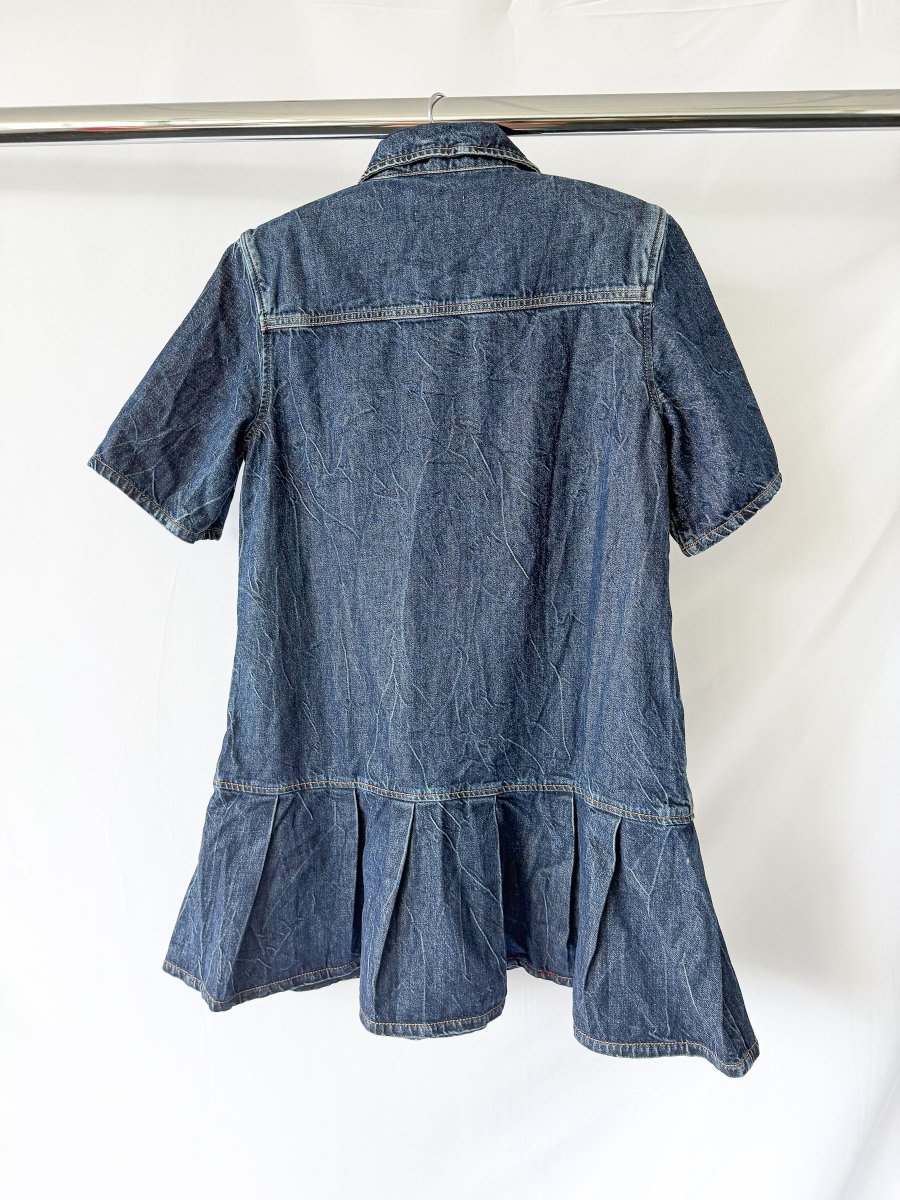 Ganni Denim Western Style Pleat Hem Mini Dress - Imagen 9