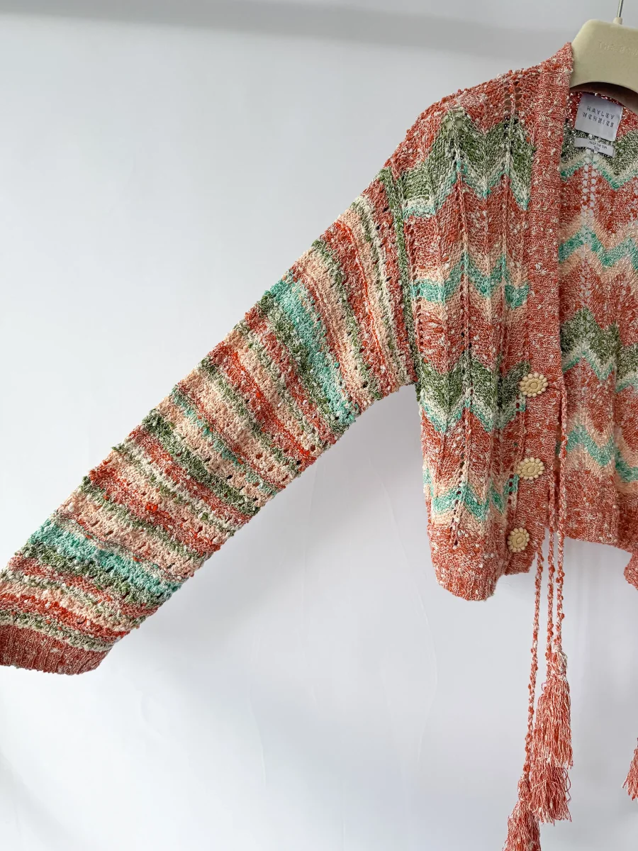 Hayley Menzies Pink Zigzag Andes Boucle Cardigan - Imagen 3