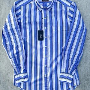 Drake's Blue White Purple Striped Formal Shirt