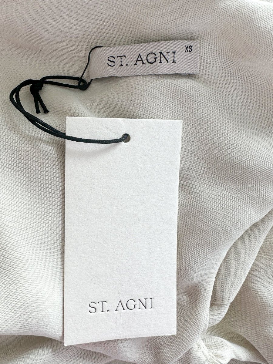 St Agni Dove Ivory Draped Cowl Dress - Imagen 9