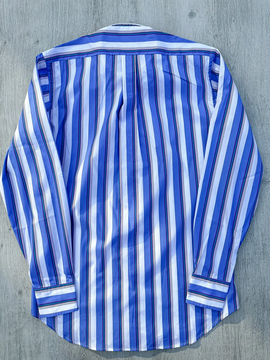 Drake's Blue White Purple Striped Formal Shirt - Imagen 3