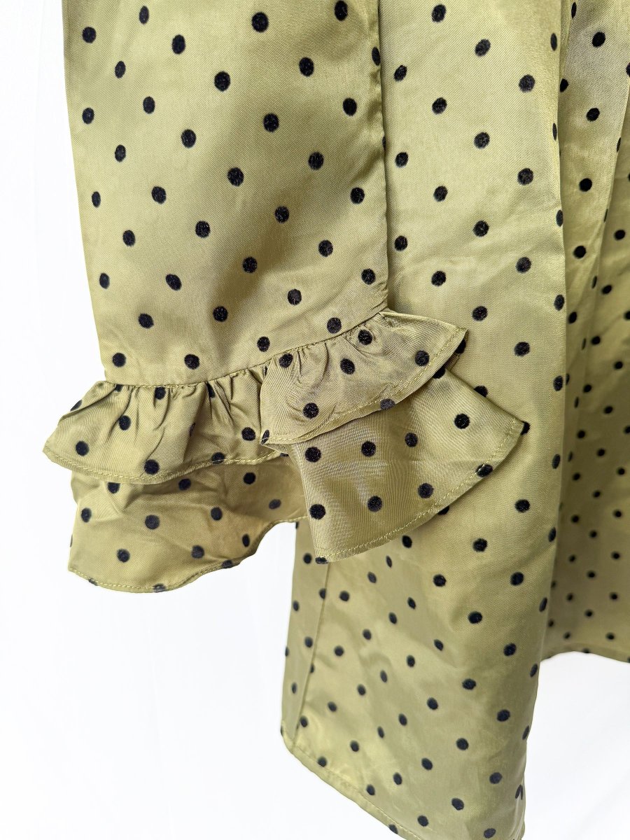 Batsheva Olive Green Prairie Polka Dot Mini Dress - Imagen 6