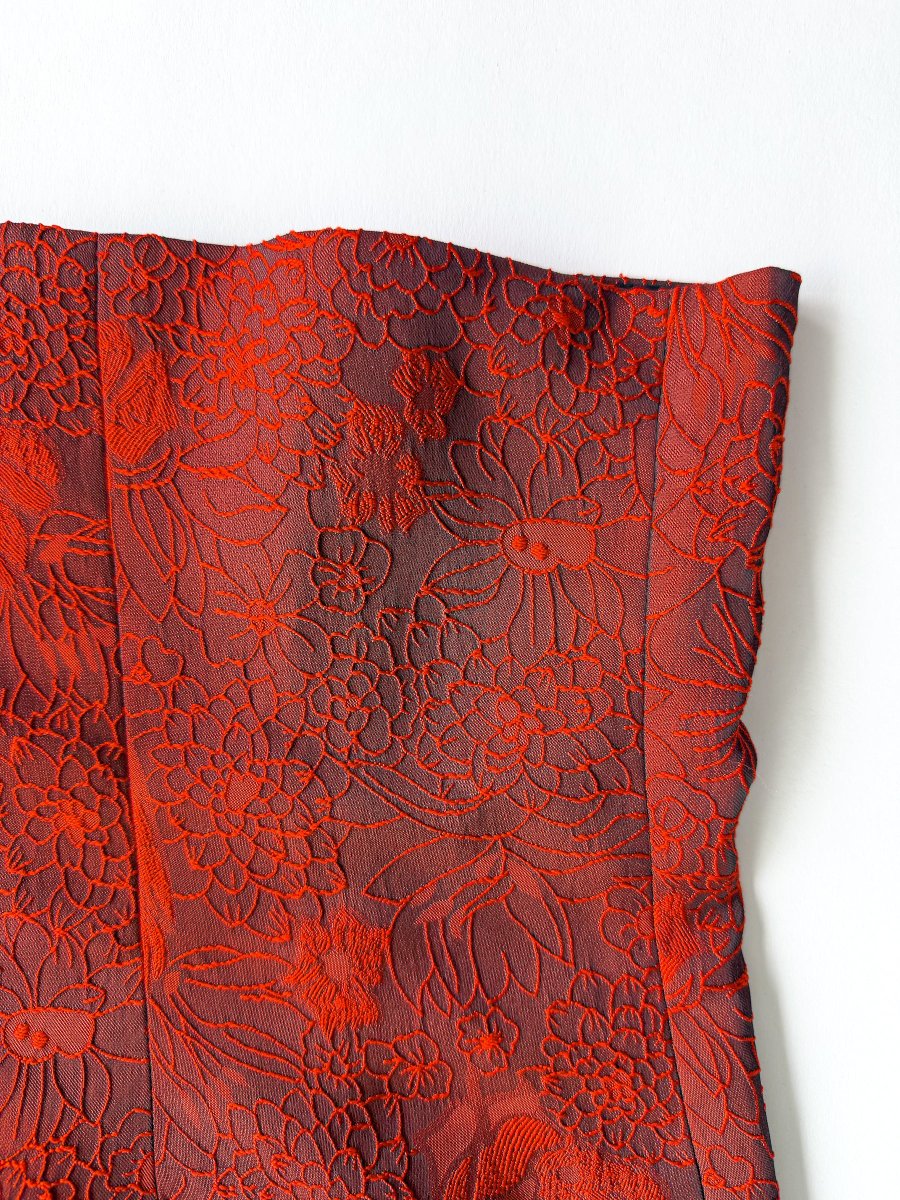 Reformation Giorgia Red Floral Jacquard Strapless Top - Imagen 4