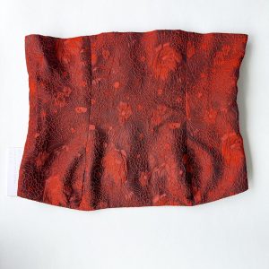 Reformation Giorgia Red Floral Jacquard Strapless Top