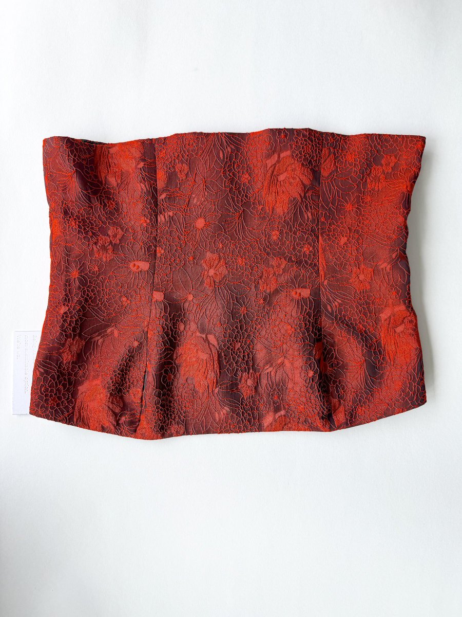 Reformation Giorgia Red Floral Jacquard Strapless Top - Imagen 2