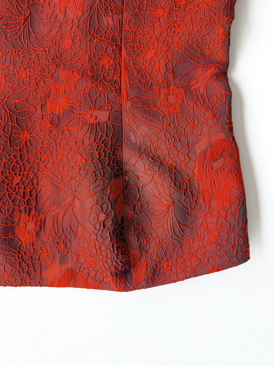 Reformation Giorgia Red Floral Jacquard Strapless Top - Imagen 8