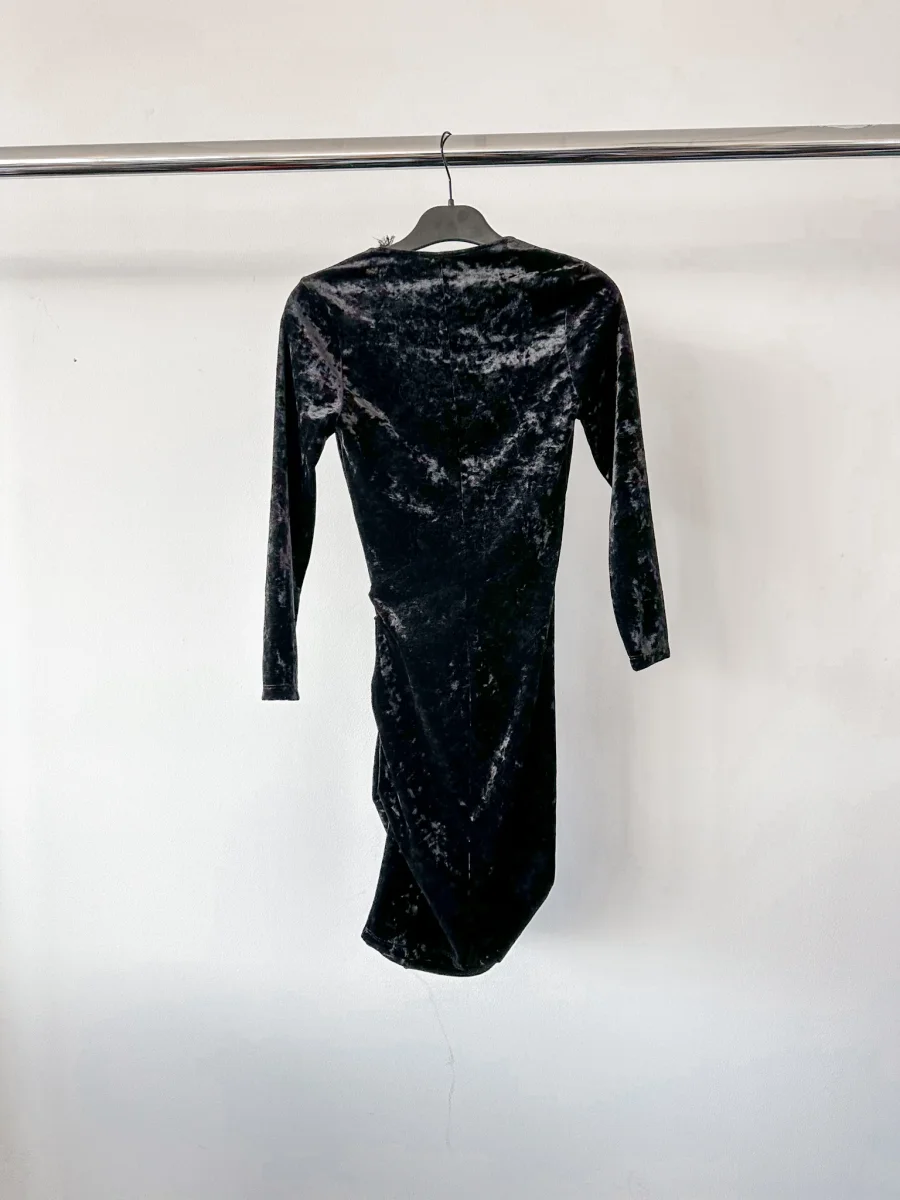 Isabel Marant Goji Black Velvet Sweetheart Neck Mini LBD Dress - Imagen 9