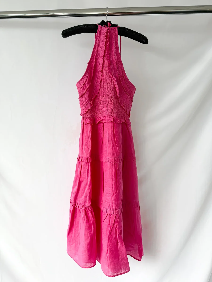 Sea New York Pink Cole Smocked Halterneck Ramie Dress - Imagen 6